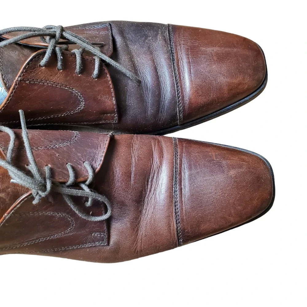 Dasthon‎ Mens Brown Leather Square Toe Oxford Dress Shoes Size US 10 EU 43